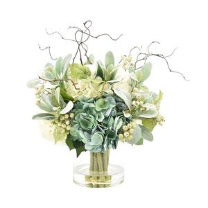 Hydrangeas Floral Arrangement in Glass Vase